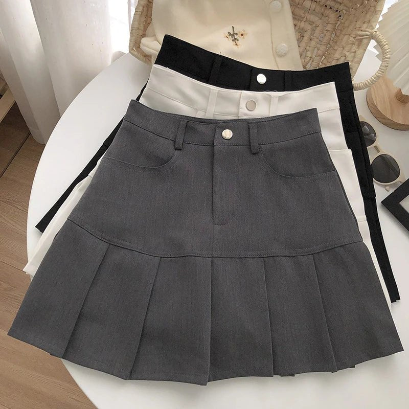 Vintage High Waist Pleated Skirt College Style - Lunara shop