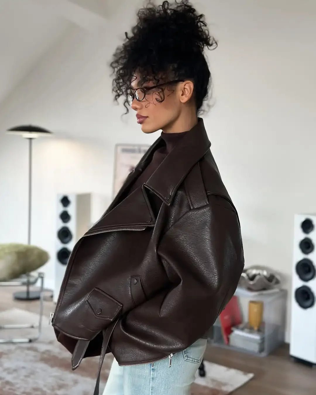 Casual Dark Zipper Leather Short Jacket Street Wear - Lunara shop