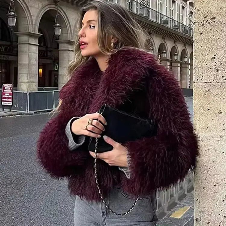 Elegant Faux Fur Coat Warm Fluffy - Lunara shop