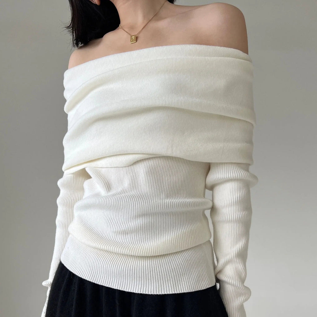 Autumn Winter Off Shoulder Sweater - Lunara shop