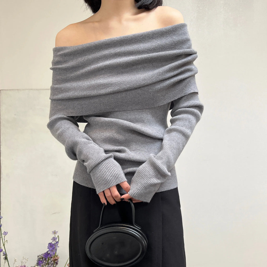 Autumn Winter Off Shoulder Sweater - Lunara shop