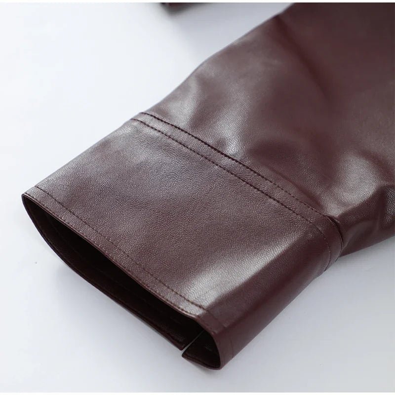 Casual Dark Zipper Leather Short Jacket Street Wear - Lunara shop