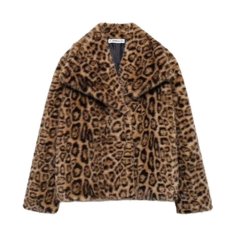 Elegant Faux Fur Coat Warm Fluffy
