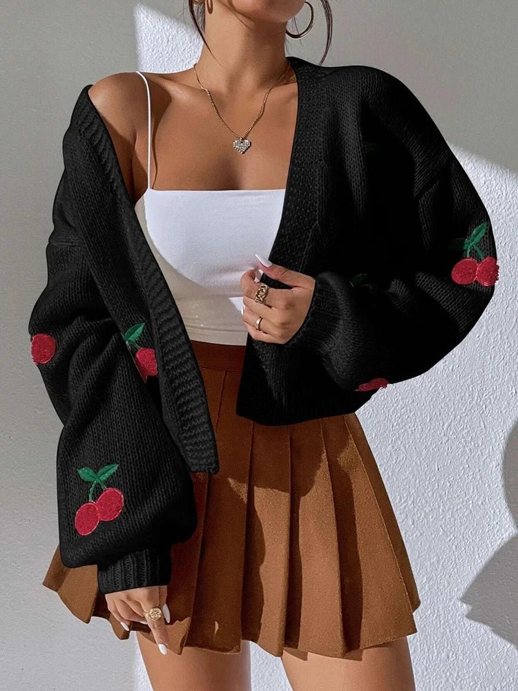 Cherry embroidery sweater - Lunara shop