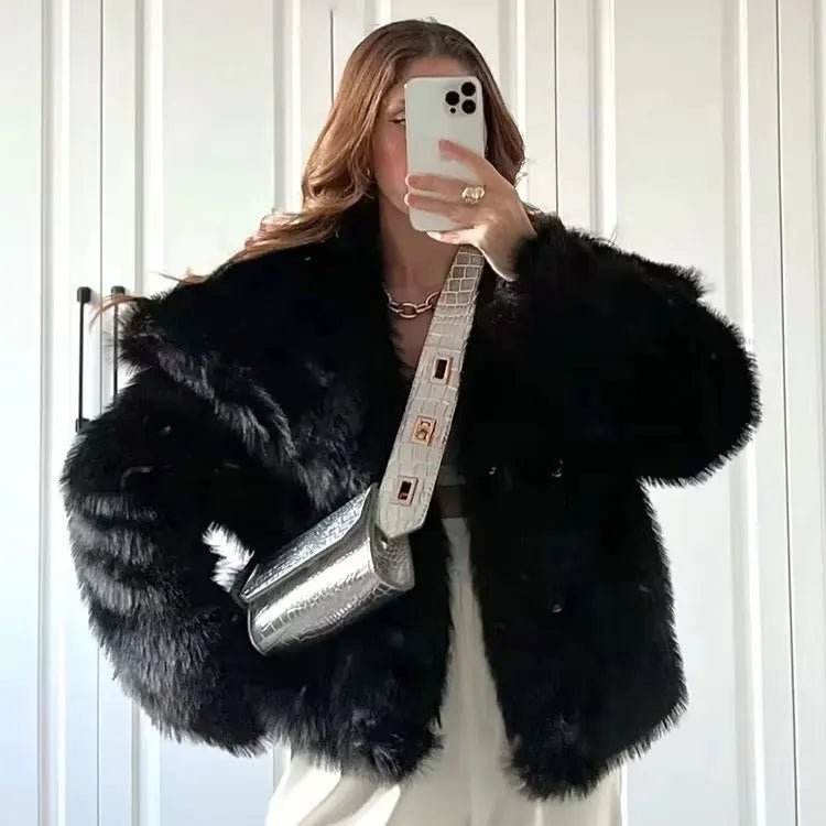 Elegant Faux Fur Coat Warm Fluffy - Lunara shop
