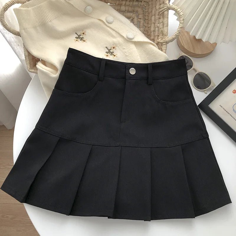 Vintage High Waist Pleated Skirt College Style - Lunara shop