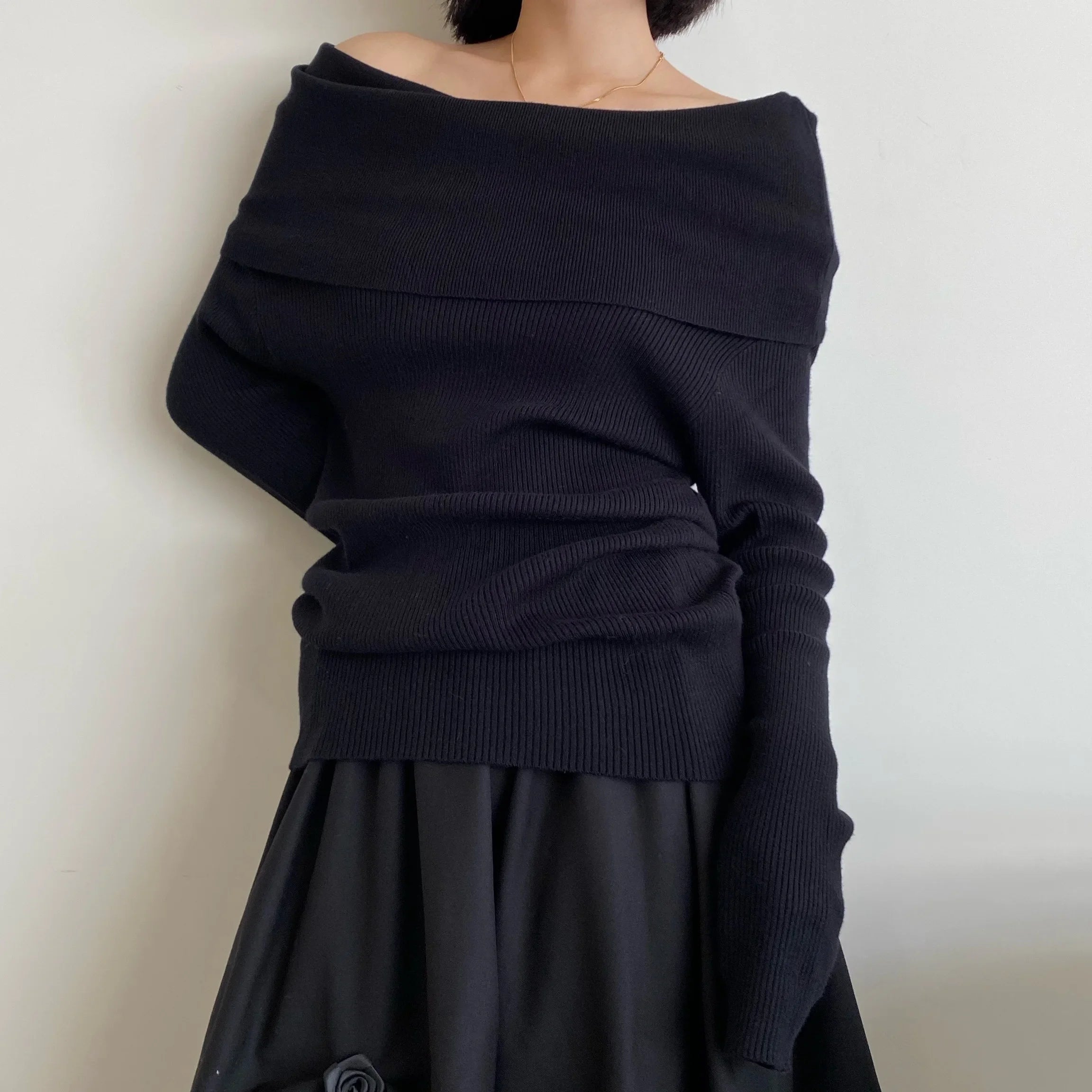 Autumn Winter Off Shoulder Sweater - Lunara shop