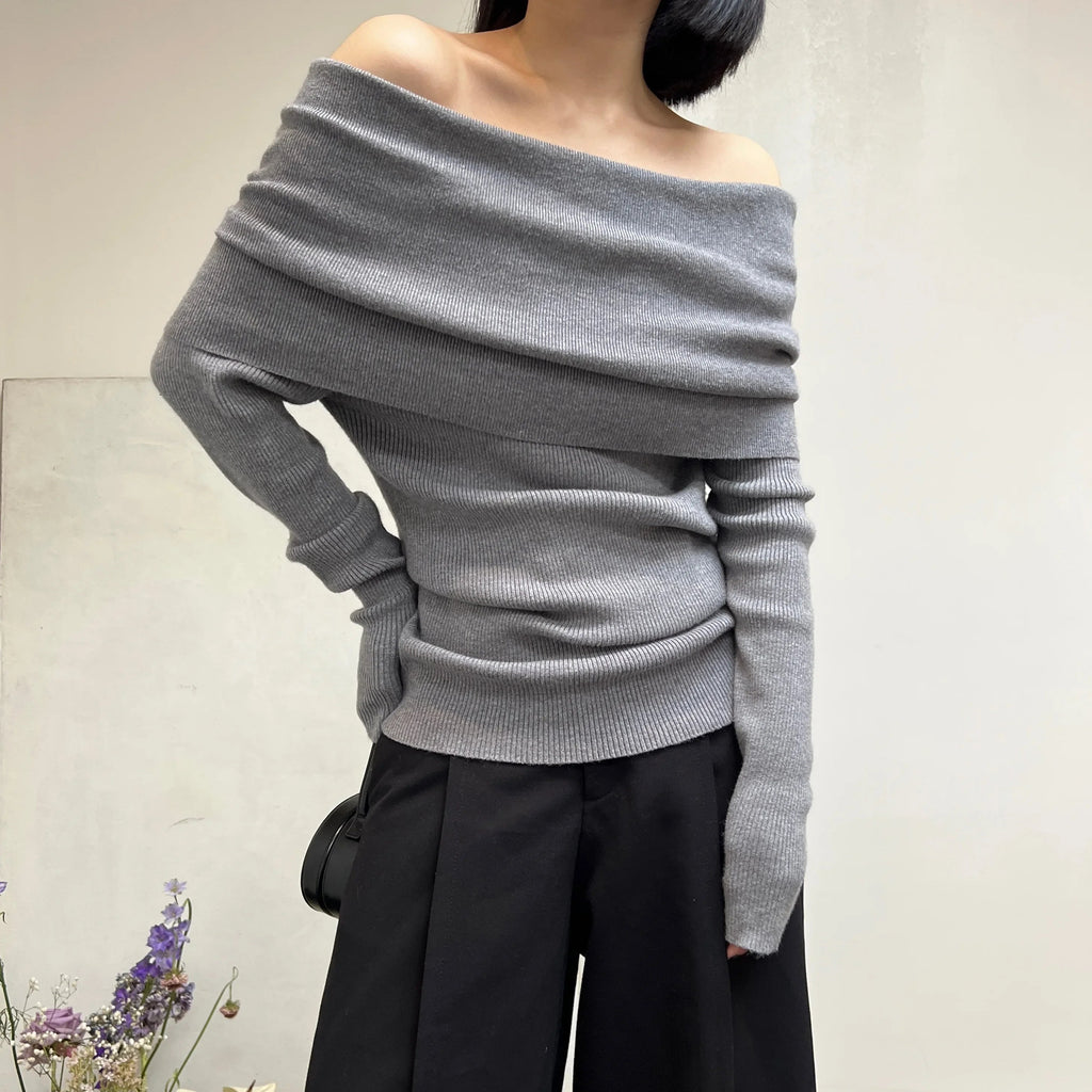 Autumn Winter Off Shoulder Sweater - Lunara shop