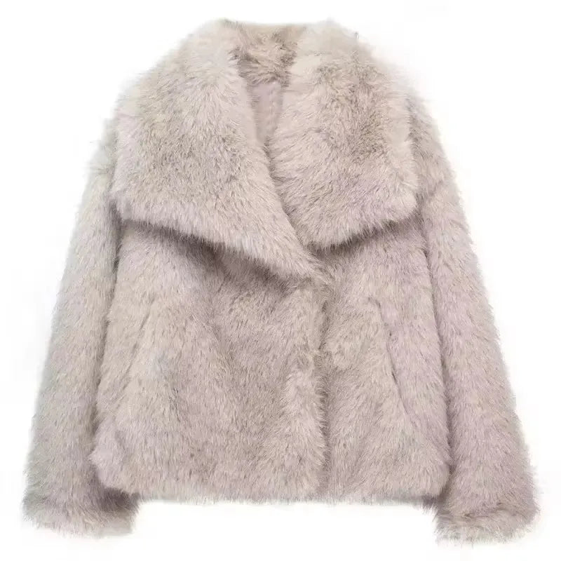 Elegant Faux Fur Coat Warm Fluffy - Lunara shop