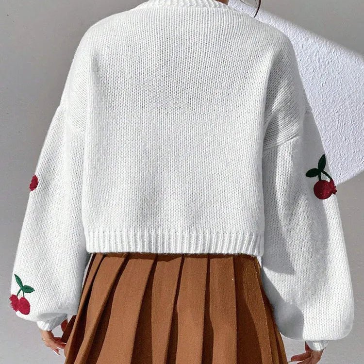 Cherry embroidery sweater - Lunara shop
