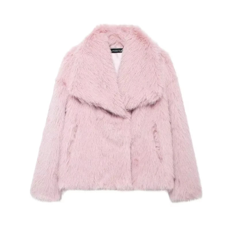 Elegant Faux Fur Coat Warm Fluffy - Lunara shop
