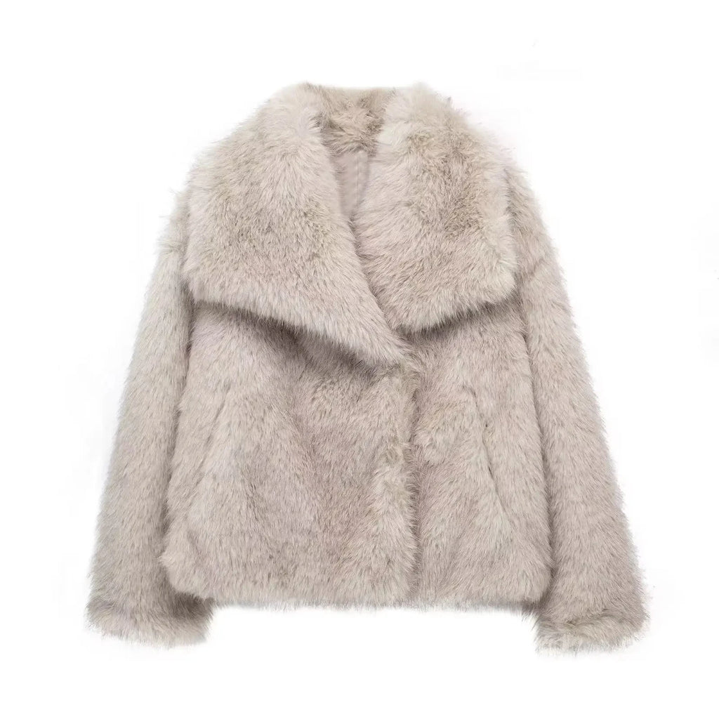Elegant Faux Fur Coat Warm Fluffy - Lunara shop