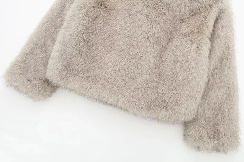 Elegant Faux Fur Coat Warm Fluffy - Lunara shop