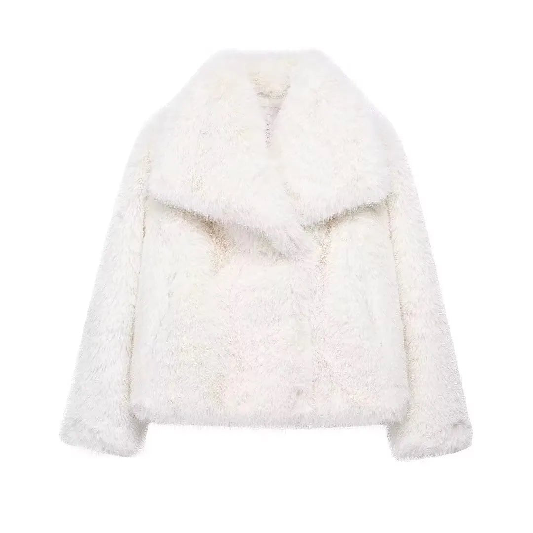 Elegant Faux Fur Coat Warm Fluffy - Lunara shop