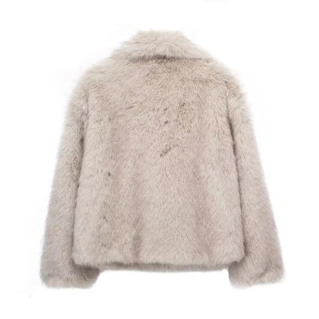 Elegant Faux Fur Coat Warm Fluffy - Lunara shop