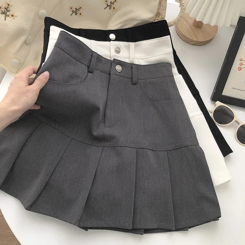 Vintage High Waist Pleated Skirt College Style - Lunara shop