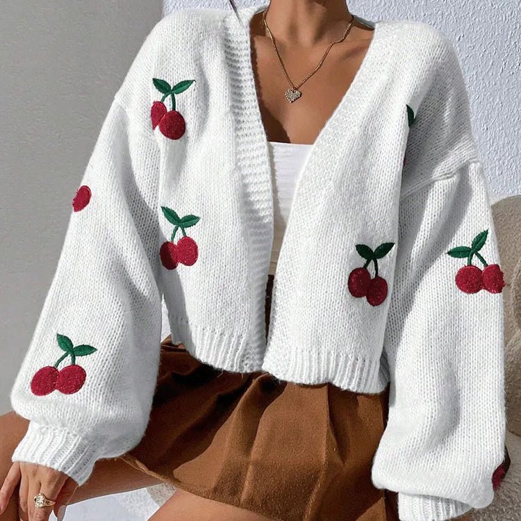 Cherry embroidery sweater - Lunara shop