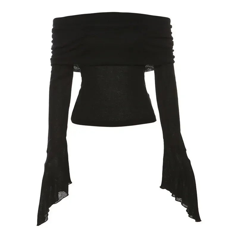 T-Shirts Vintage Off Shoulder Trendy Tshirt - Lunara shop