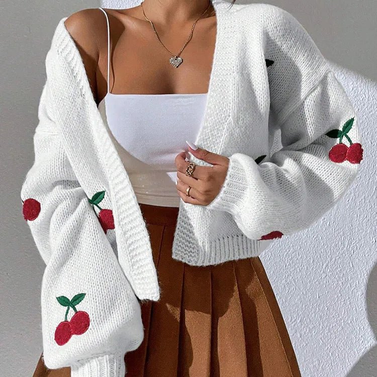 Cherry embroidery sweater - Lunara shop