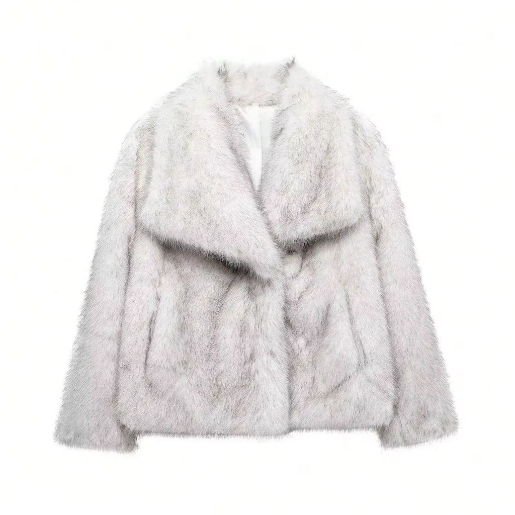 Elegant Faux Fur Coat Warm Fluffy - Lunara shop