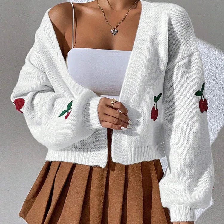 Cherry embroidery sweater - Lunara shop