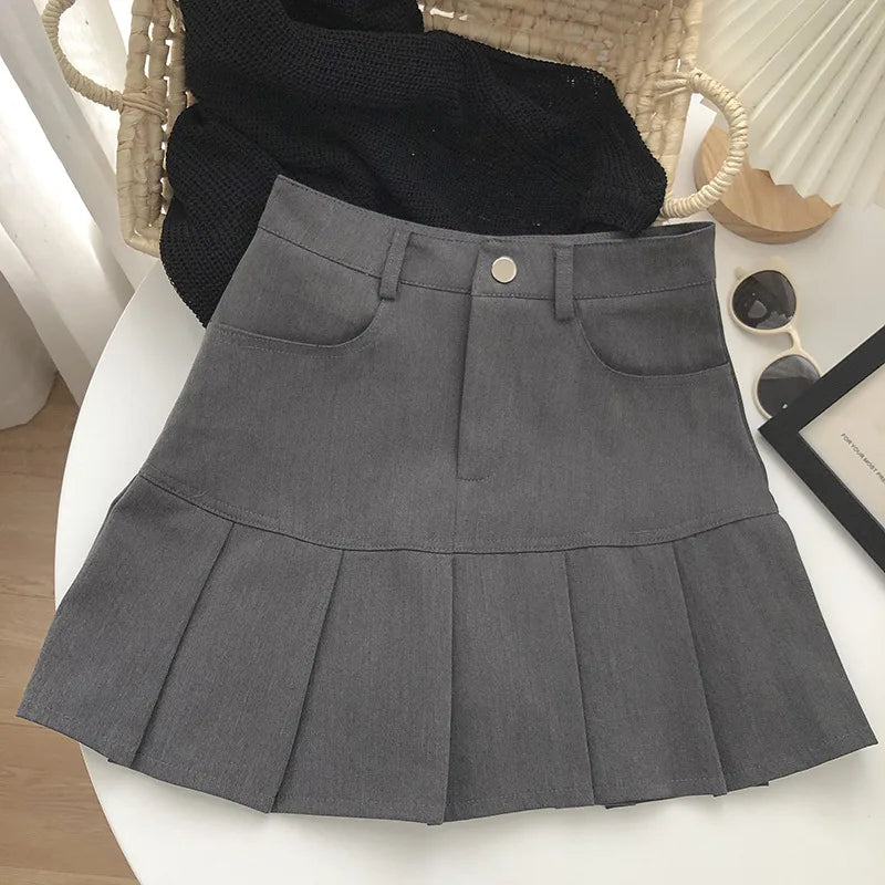 Vintage High Waist Pleated Skirt College Style - Lunara shop